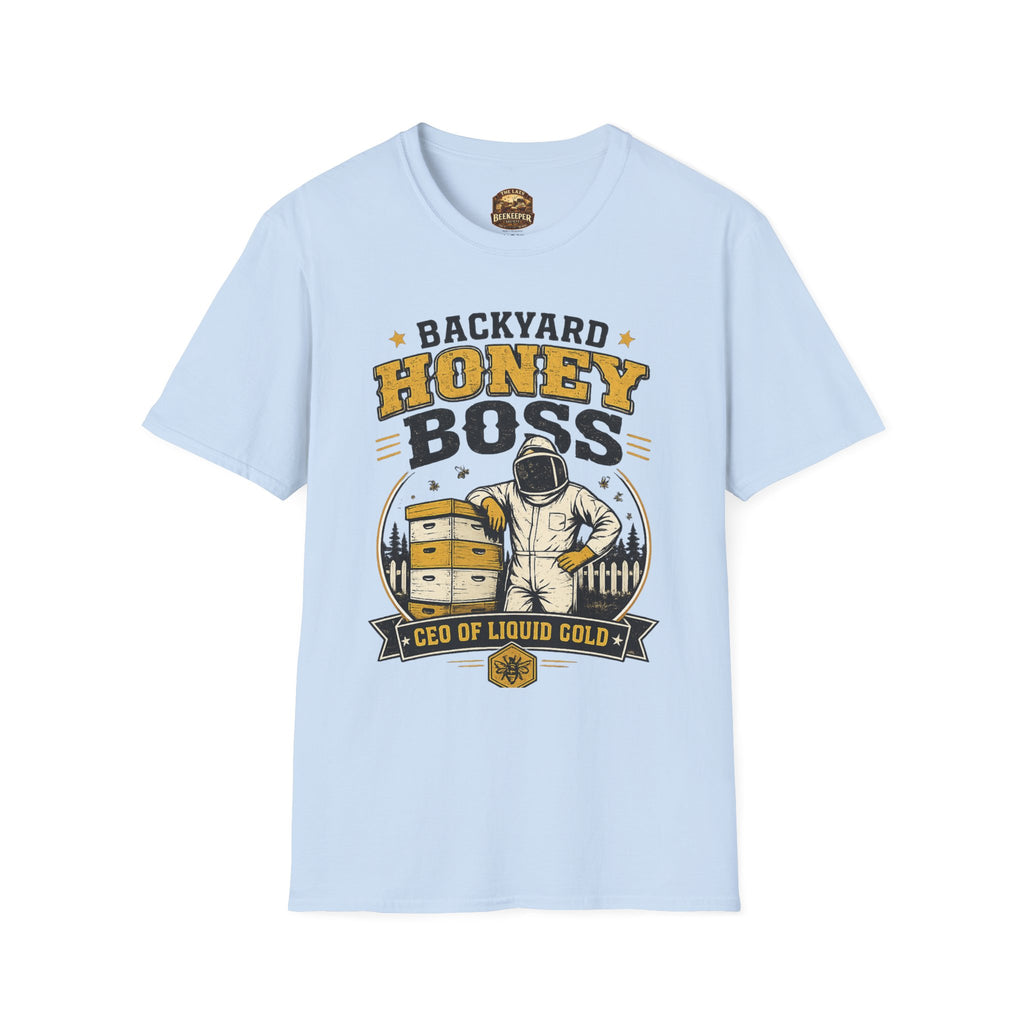 Backyard Honey Boss T-Shirt — Beekeeper CEO Liquid Gold Tee