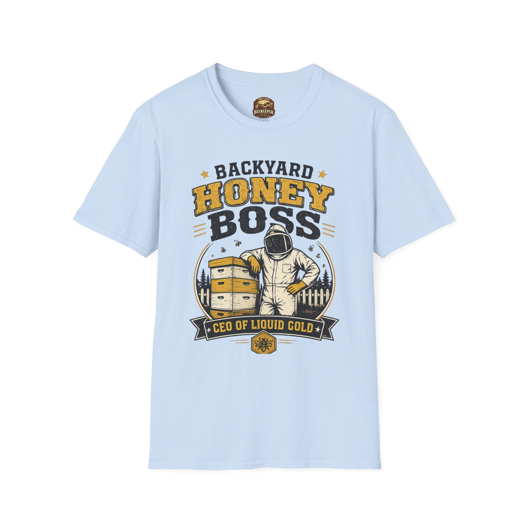 Backyard Honey Boss T-Shirt — Beekeeper CEO Liquid Gold Tee