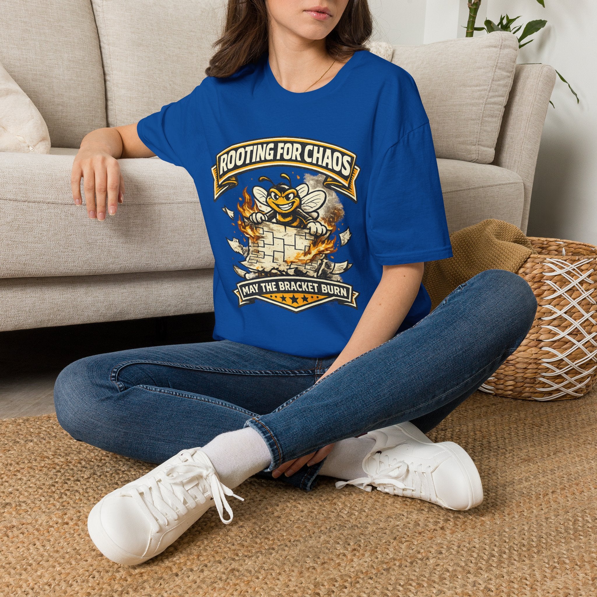 T-Shirt — "Rooting for Chaos" Bee Graphic Tee (That the Bracket Burn)