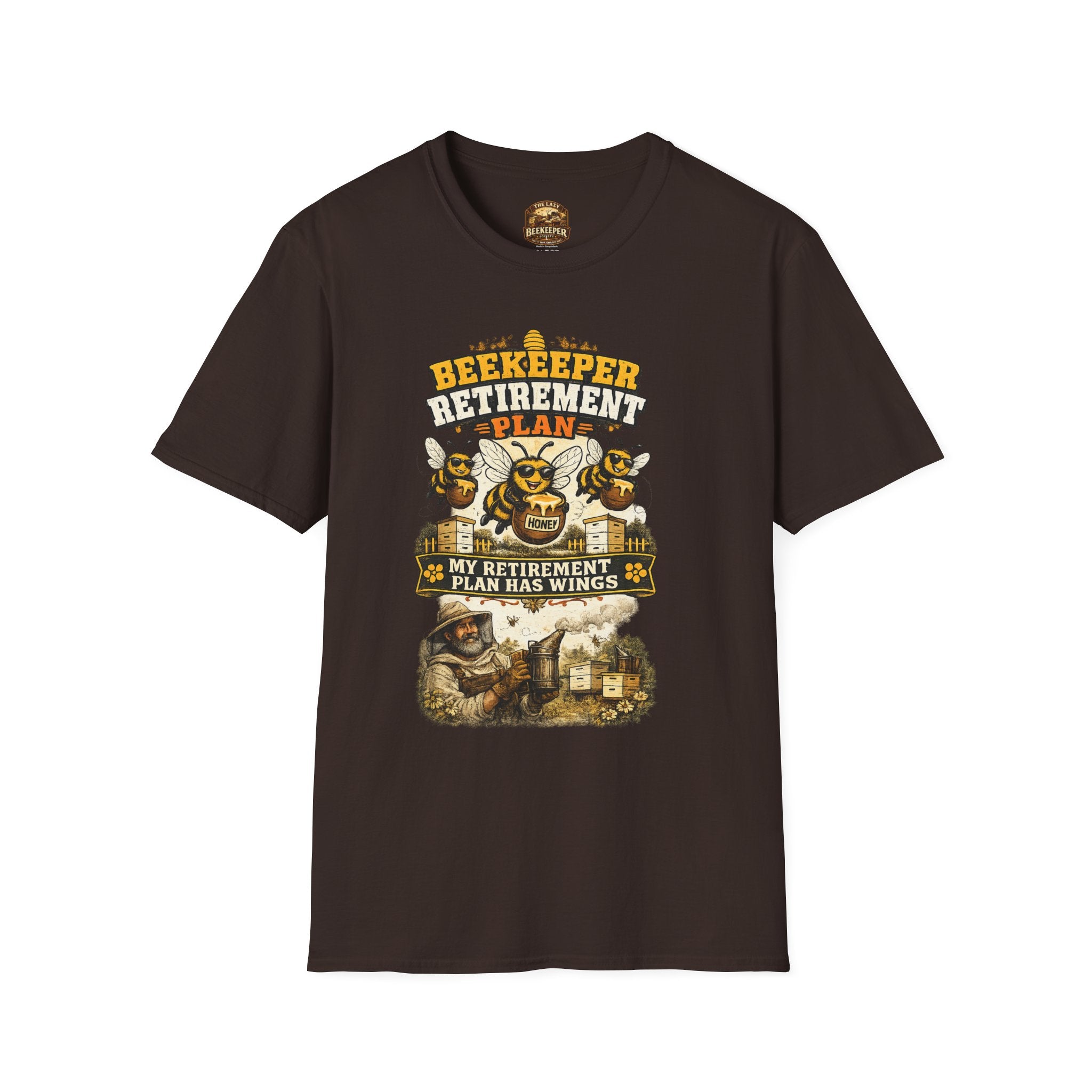 Beekeeper T-Shirt — "Retirement Plan Has Wings" Vintage Honey Farming Tee