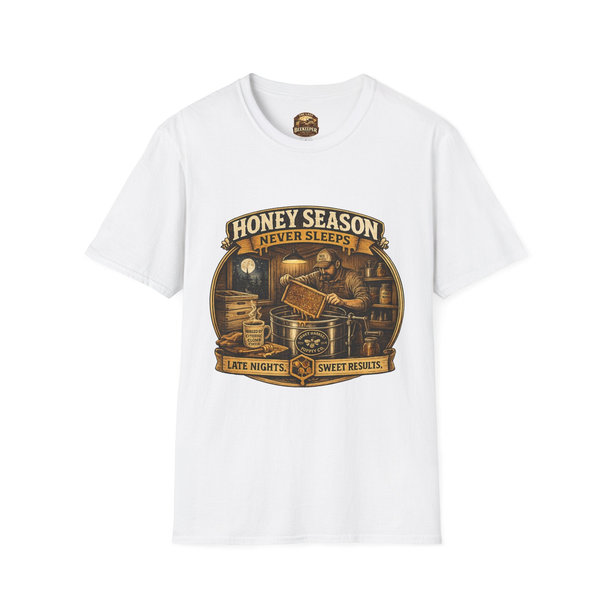 Honey Season Never Sleeps T-Shirt — Beekeeper Vintage Graphic Tee