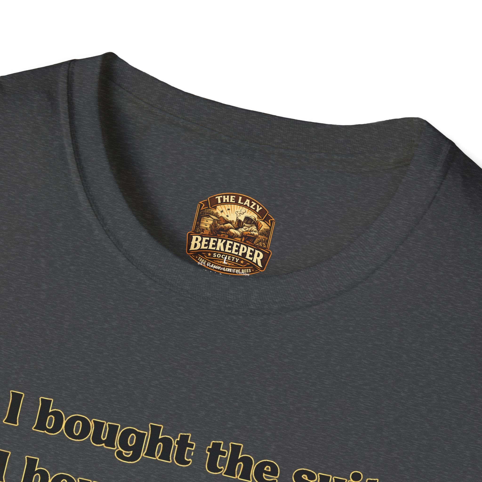T‑Shirt — Literary Humor Tee: “I bought the suit. I bought the smoker. I read the book.”