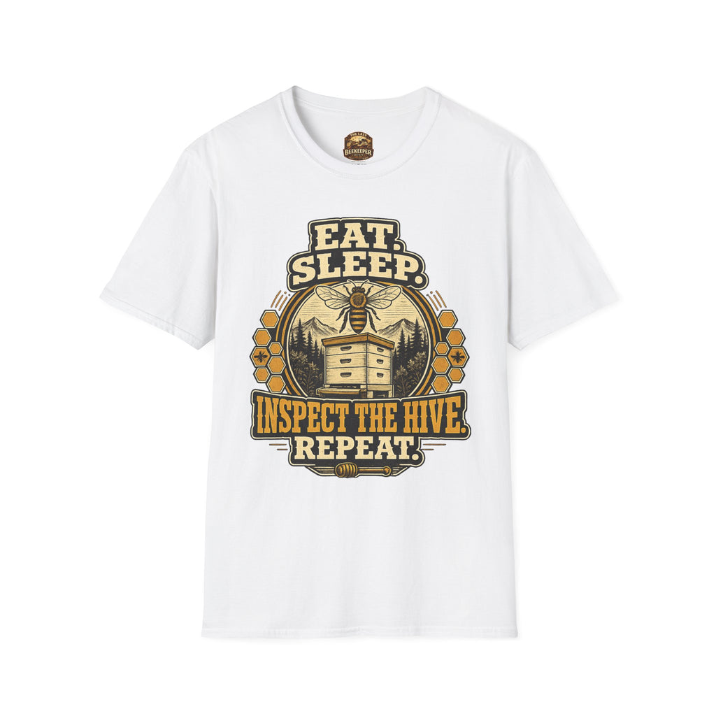 T-Shirt — "Essen. Schlafen. Bienenstock inspizieren. Wiederholen." Imker Grafik T-Shirt
