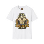 T-Shirt — "Essen. Schlafen. Bienenstock inspizieren. Wiederholen." Imker Grafik T-Shirt