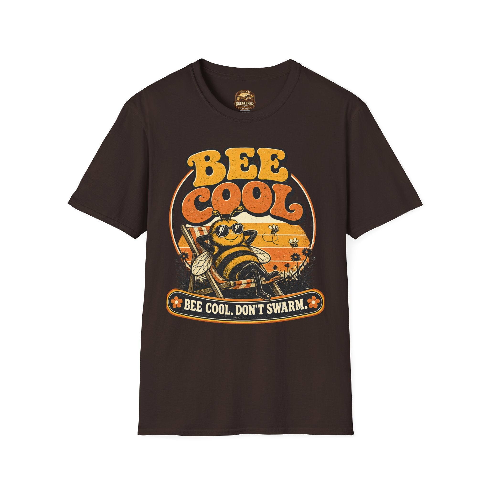 Bee Cool T‑Shirt — Vintage Retro Bee Graphic (“Bee Cool, Don’t Swarm”)