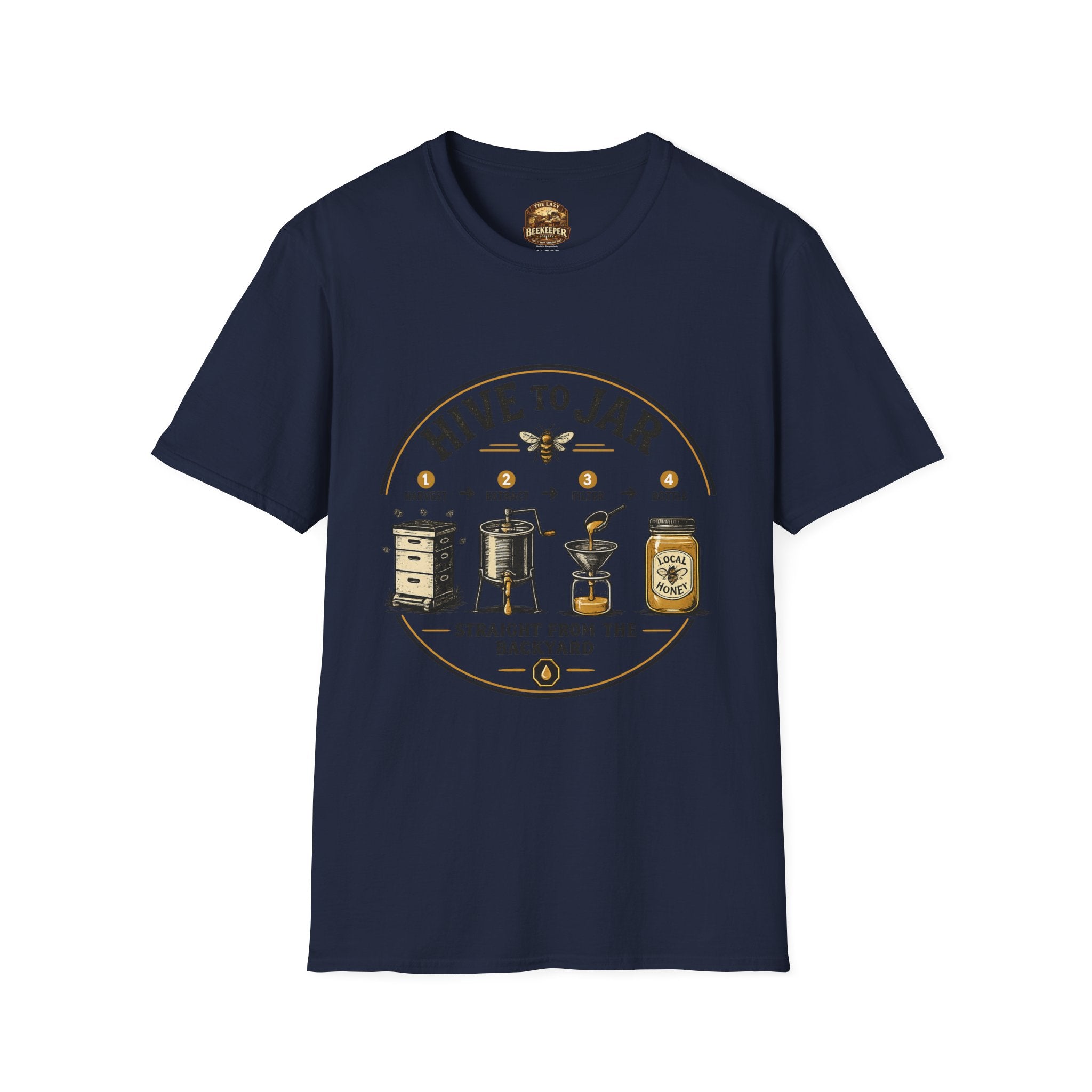 T-Shirt — Grafisches T-Shirt mit Aufschrift „Vom Bienenstock ins Glas“