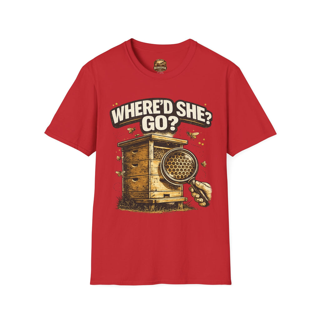 T-Shirt – „Where’d She Go?“ Königinnenloses Grafik-T-Shirt
