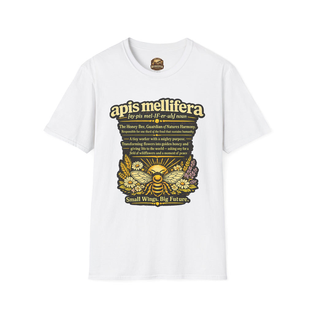 T-Shirt mit Definition der Honigbiene Apis Mellifera — Honigbienen-Illustration & Spruch zum Artenschutz