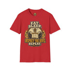 T-Shirt — "Essen. Schlafen. Bienenstock inspizieren. Wiederholen." Imker Grafik T-Shirt