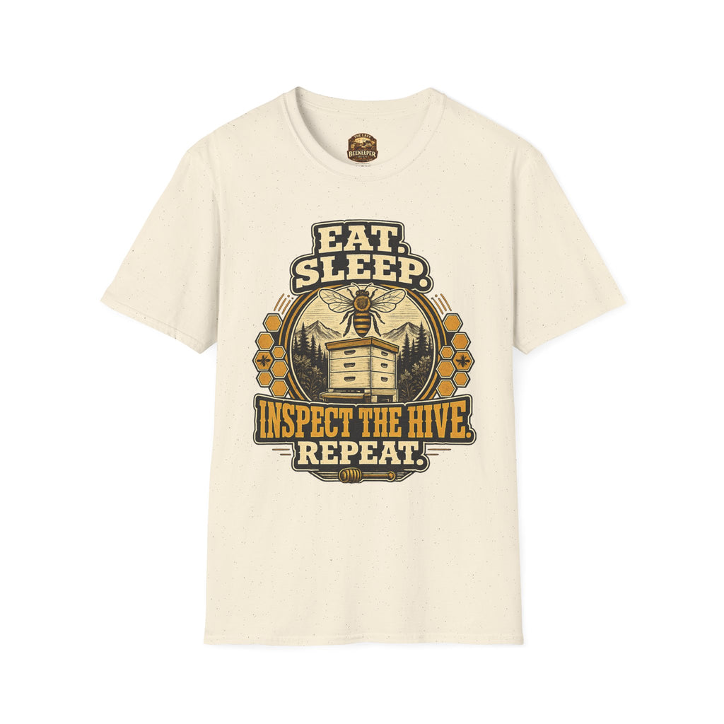 T-Shirt — "Essen. Schlafen. Bienenstock inspizieren. Wiederholen." Imker Grafik T-Shirt