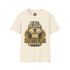 T-Shirt — "Essen. Schlafen. Bienenstock inspizieren. Wiederholen." Imker Grafik T-Shirt