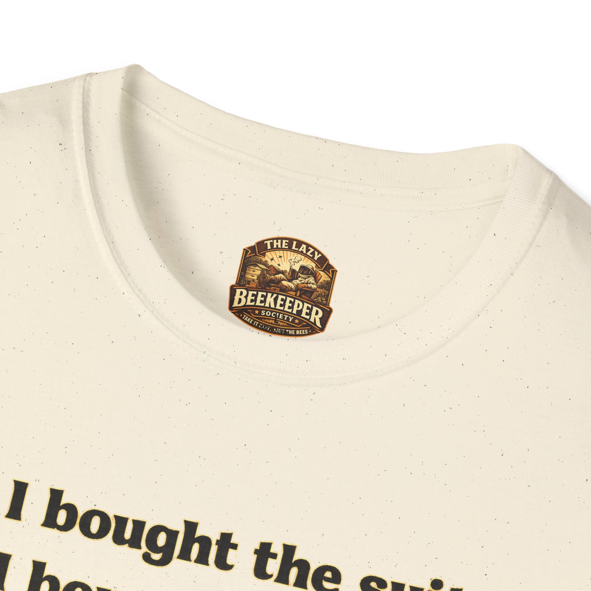 T‑Shirt — Literary Humor Tee: “I bought the suit. I bought the smoker. I read the book.”