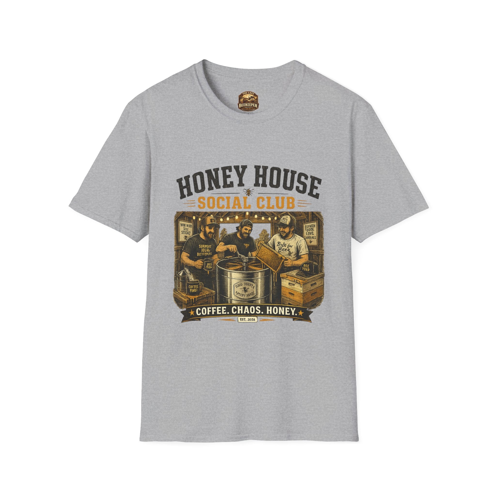 Honey House Social Club T-Shirt — Vintage Coffee & Honey Café Tee
