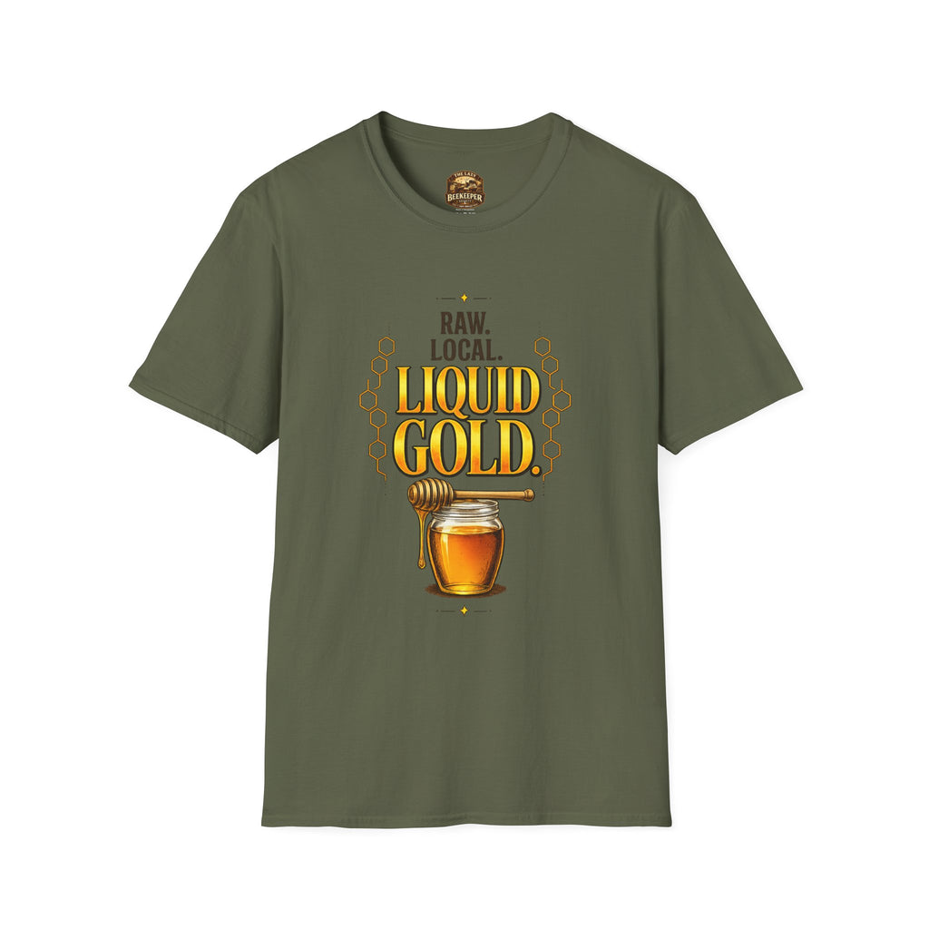 T-Shirt "Flüssiges Gold" – Grafik-T-Shirt "Roher Honig aus der Region"