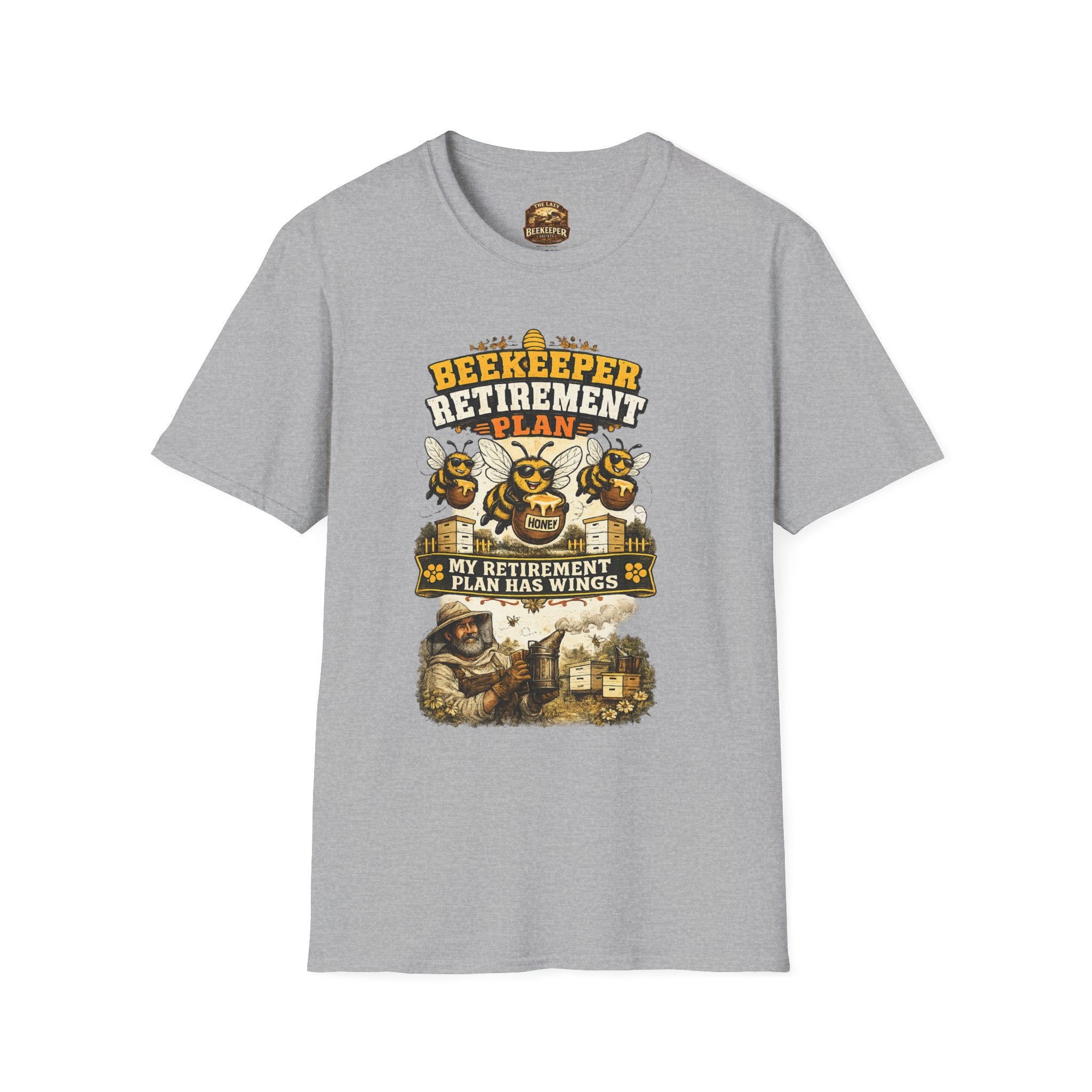 Beekeeper T-Shirt — "Retirement Plan Has Wings" Vintage Honey Farming Tee