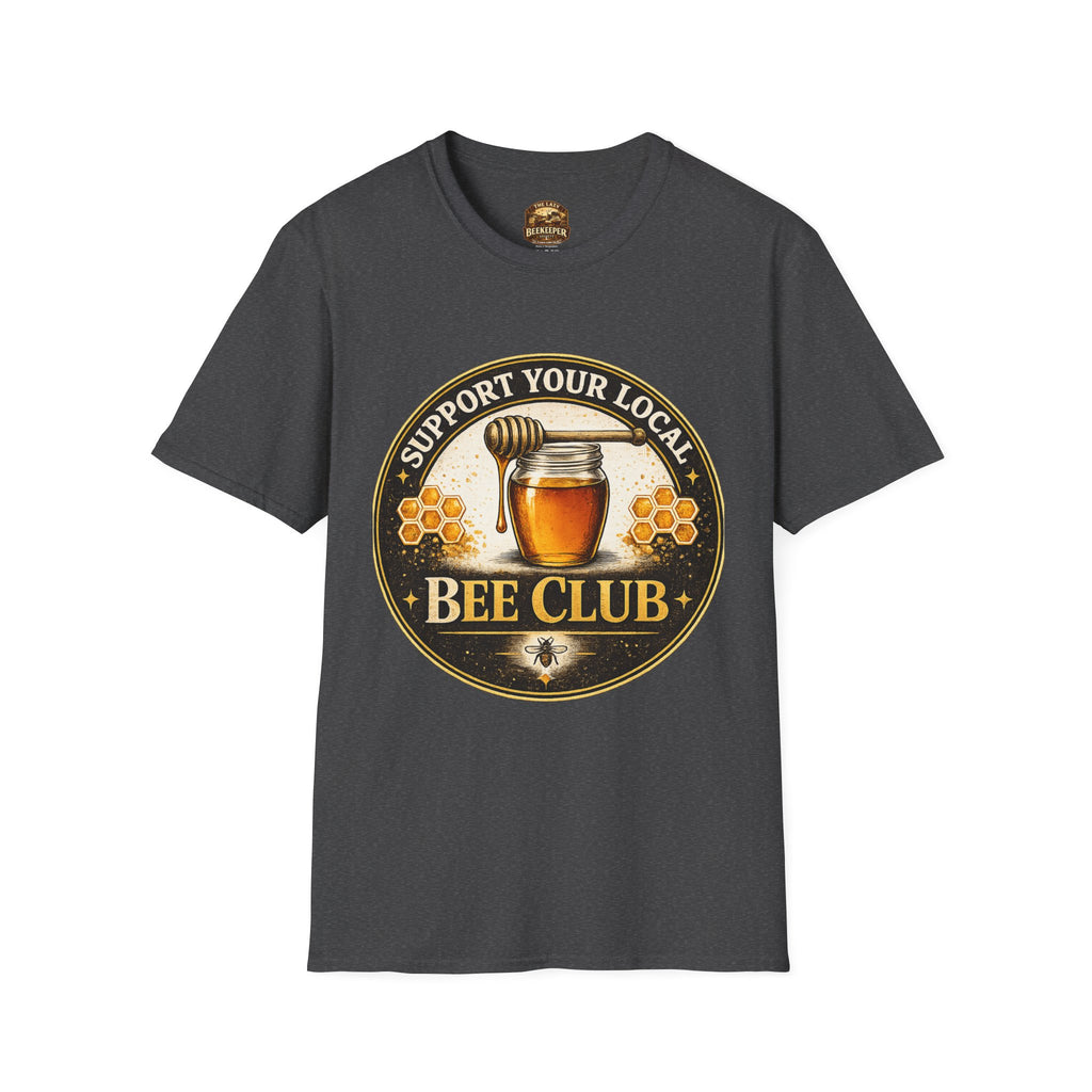 T-Shirt „Unterstütze deinen lokalen Imkerverein“ — Honigglas- & Waben-Design