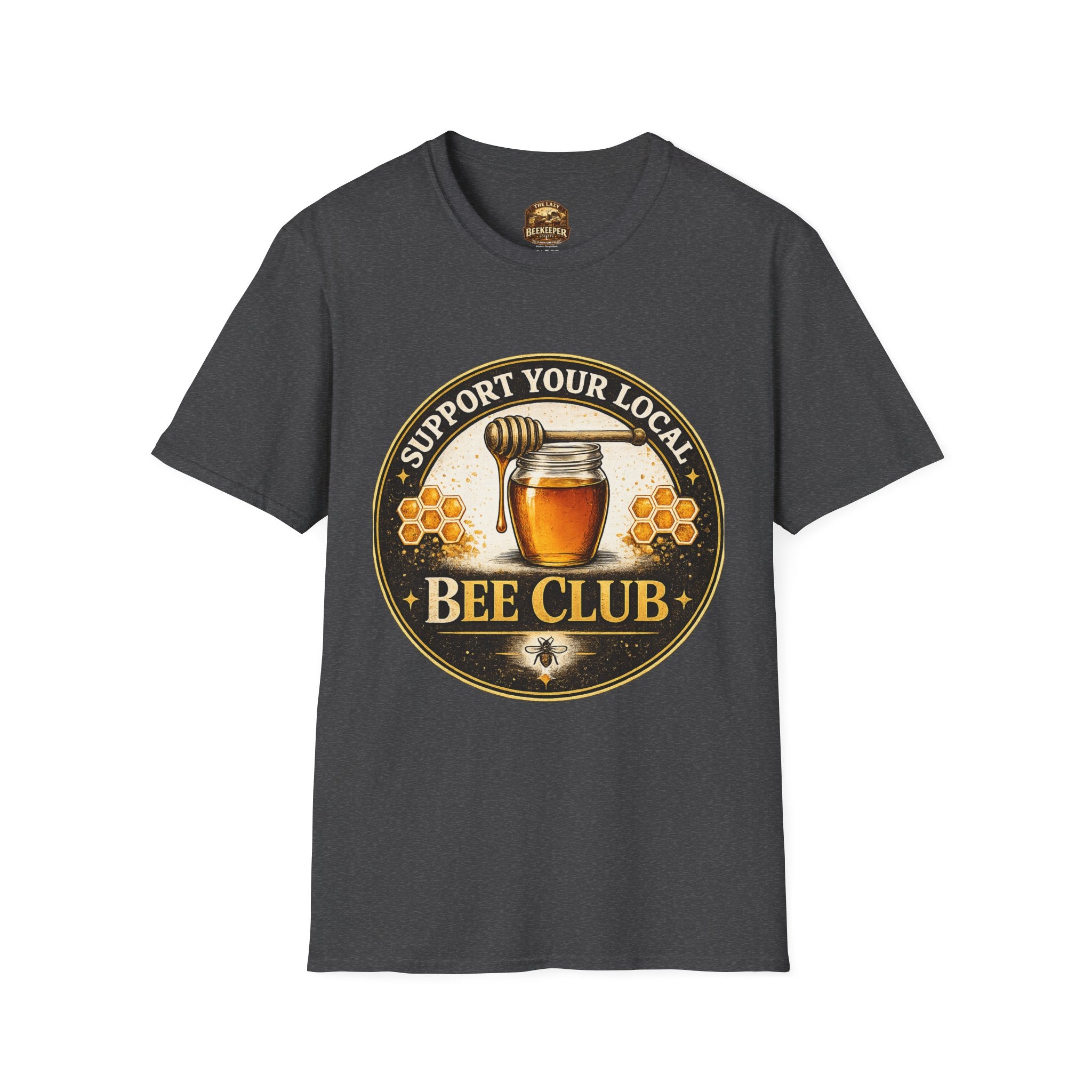 Support Your Local Bee Club T-Shirt — Honey Jar & Honeycomb Design