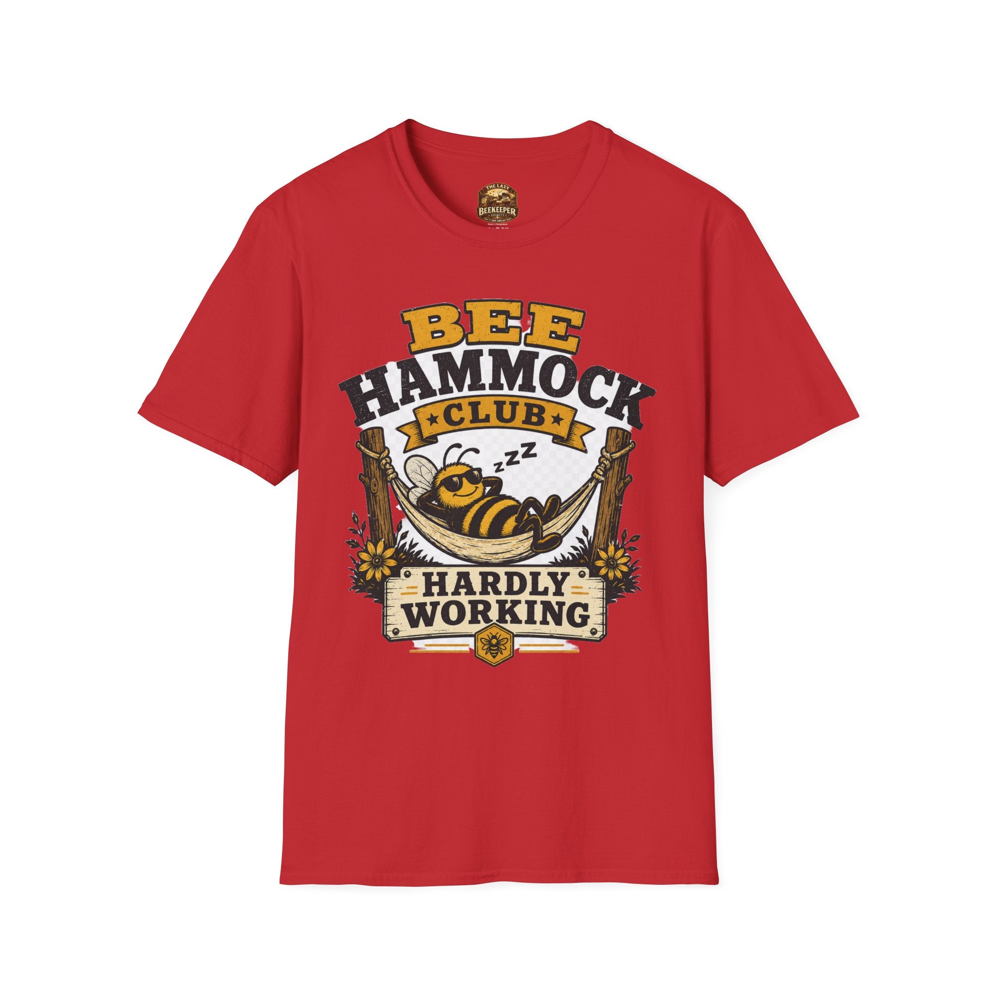 Bee Hammock Club T-Shirt — 'Hardly Working' Relaxed Bee Graphic Tee