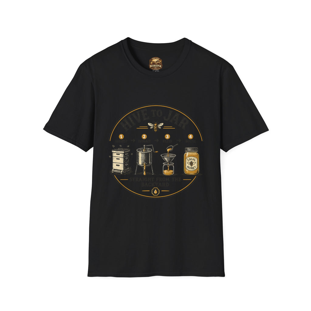 T-Shirt — Grafisches T-Shirt mit Aufschrift „Vom Bienenstock ins Glas“