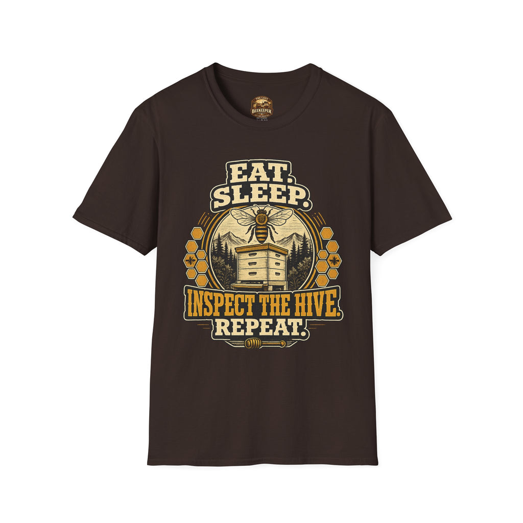 T-Shirt — "Essen. Schlafen. Bienenstock inspizieren. Wiederholen." Imker Grafik T-Shirt