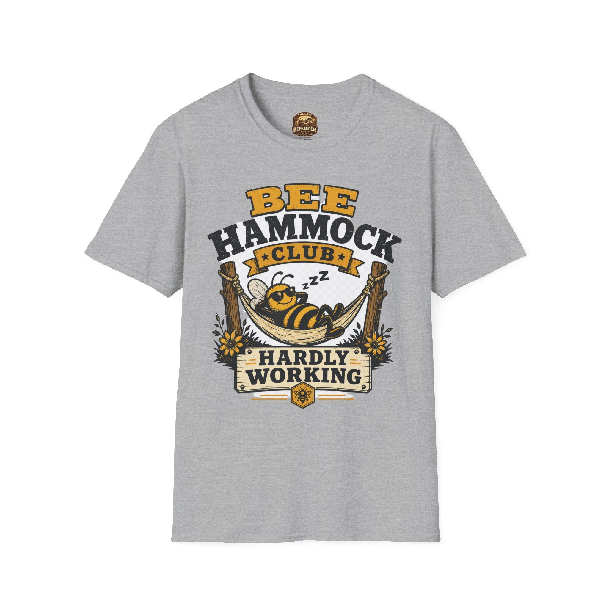 Bee Hammock Club T-Shirt — 'Hardly Working' Relaxed Bee Graphic Tee