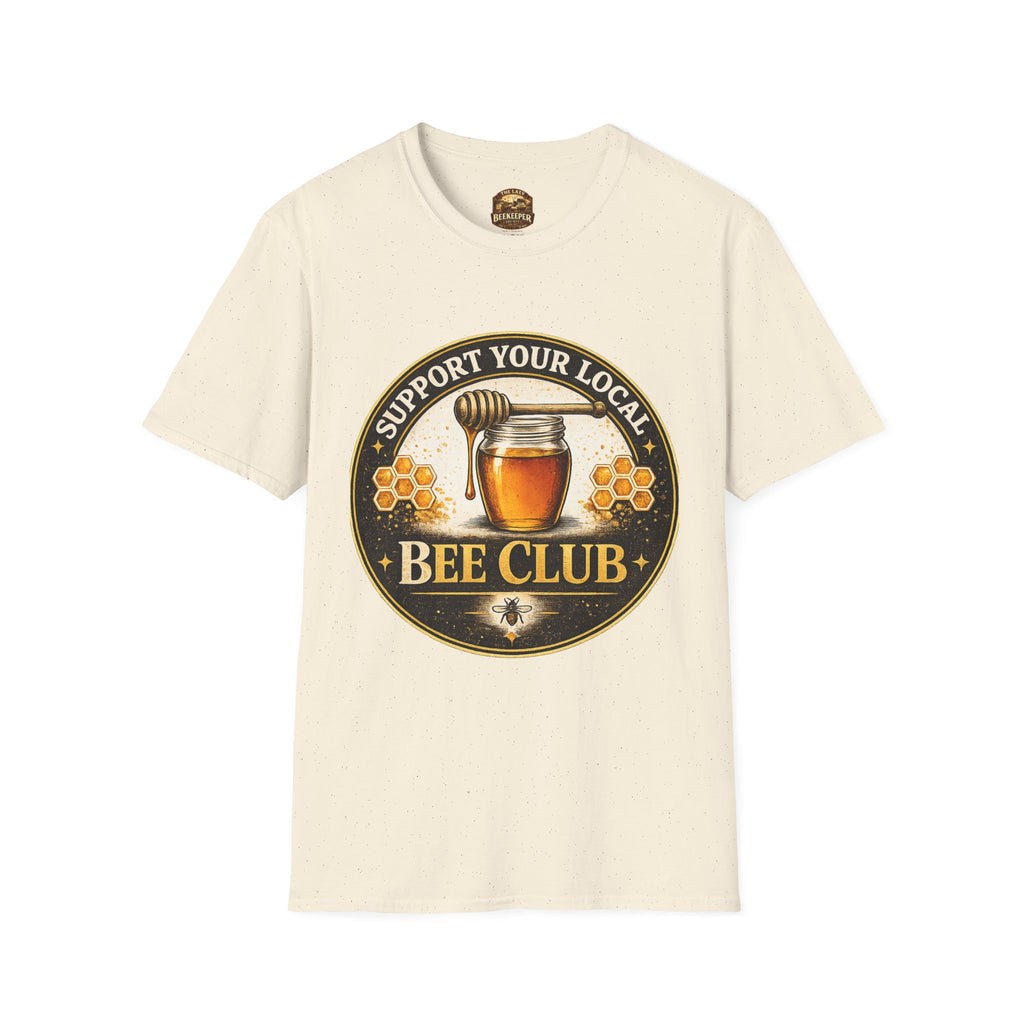 T-Shirt „Unterstütze deinen lokalen Imkerverein“ — Honigglas- & Waben-Design