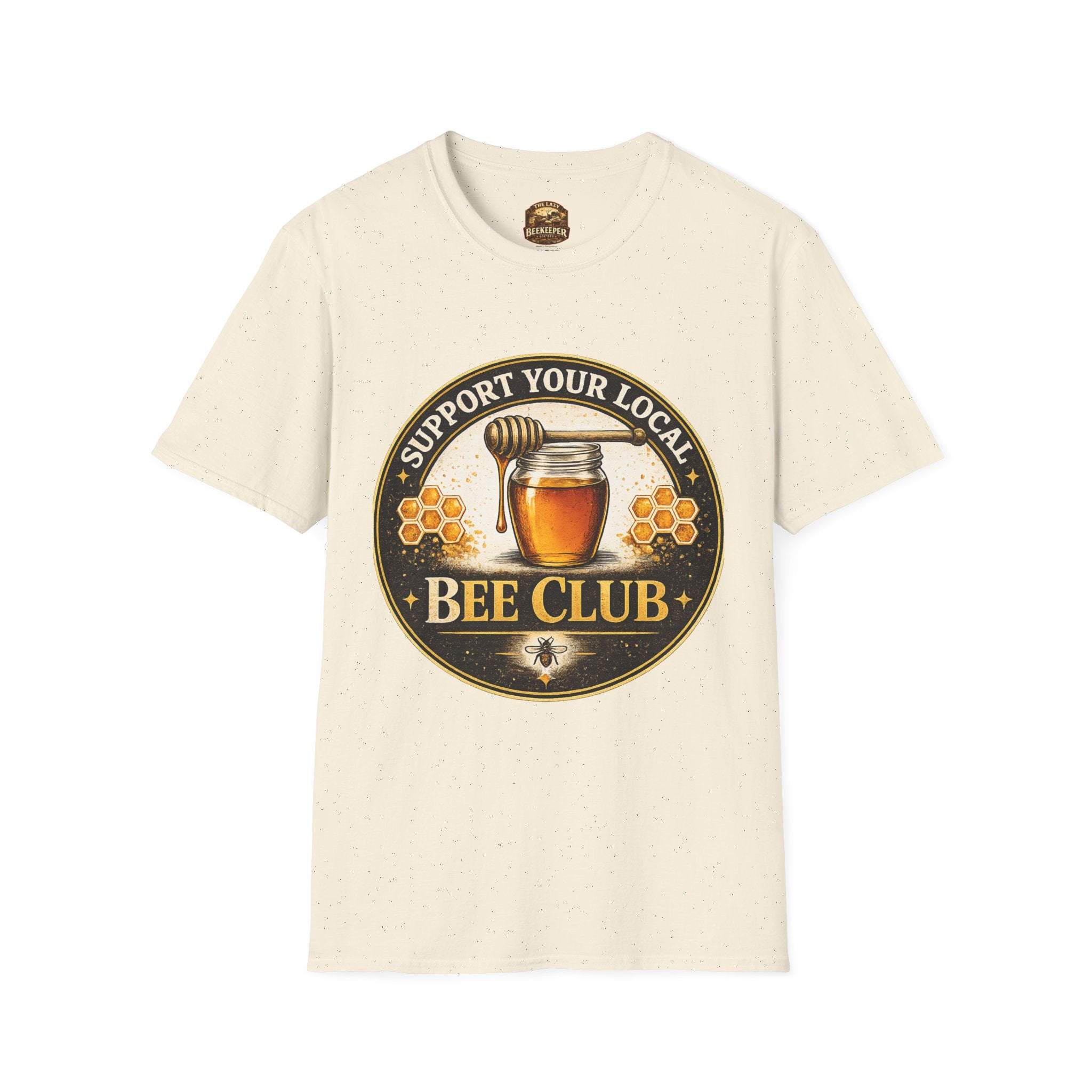 Support Your Local Bee Club T-Shirt — Honey Jar & Honeycomb Design
