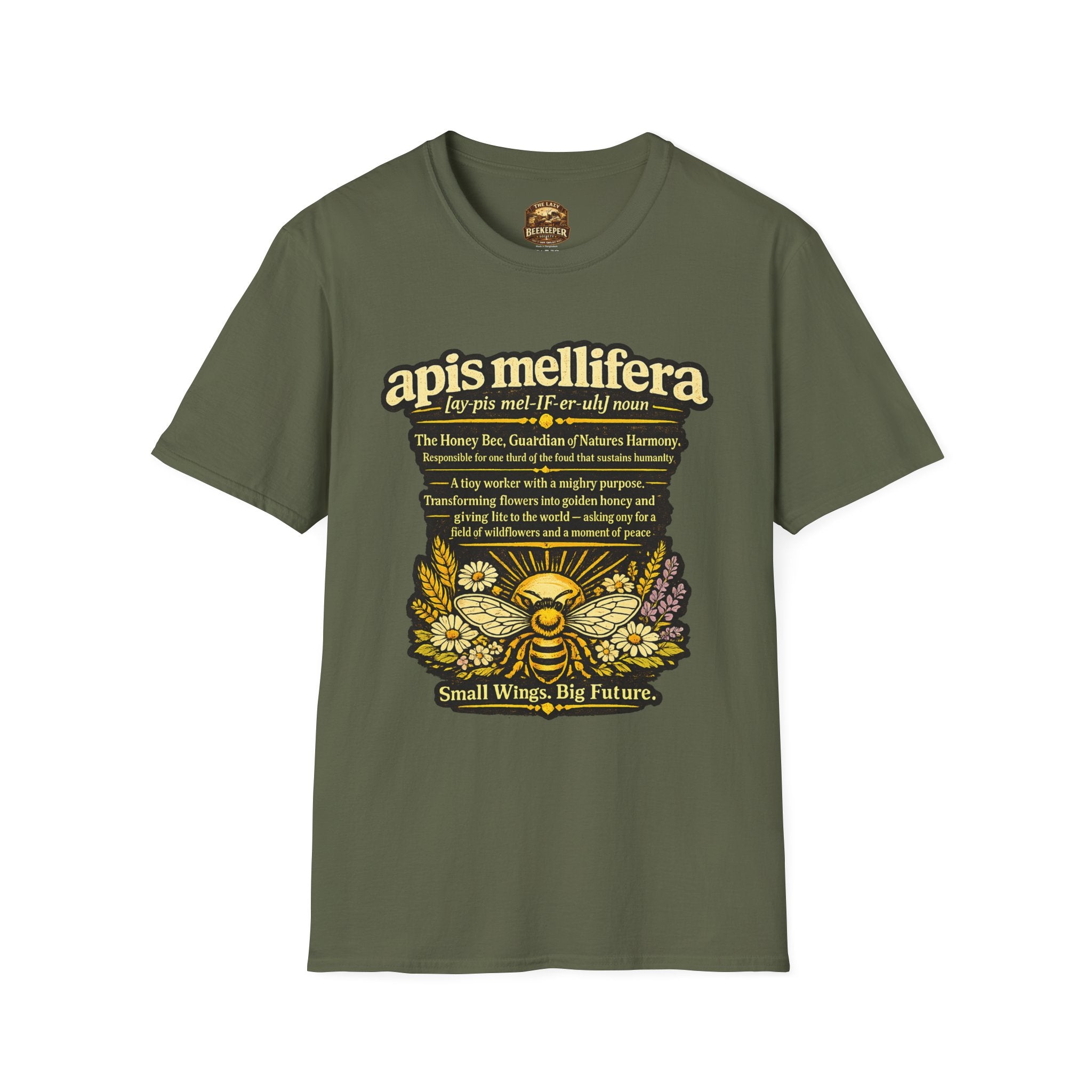 Apis Mellifera Bee Definition T-Shirt — Honey Bee Illustration & Conservation Quote