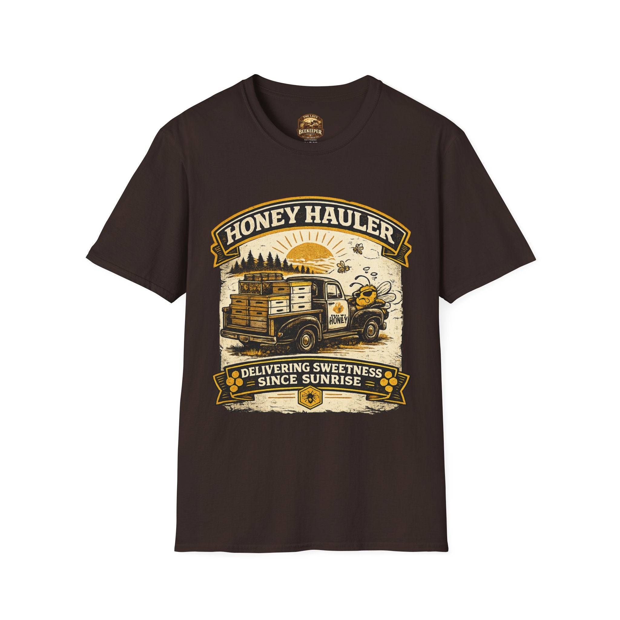 Honey Hauler T-Shirt — Vintage Bee Delivery Truck Graphic Tee