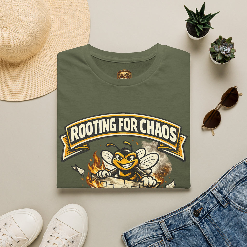 T-Shirt — "Rooting for Chaos" Bee Graphic Tee (That the Bracket Burn)