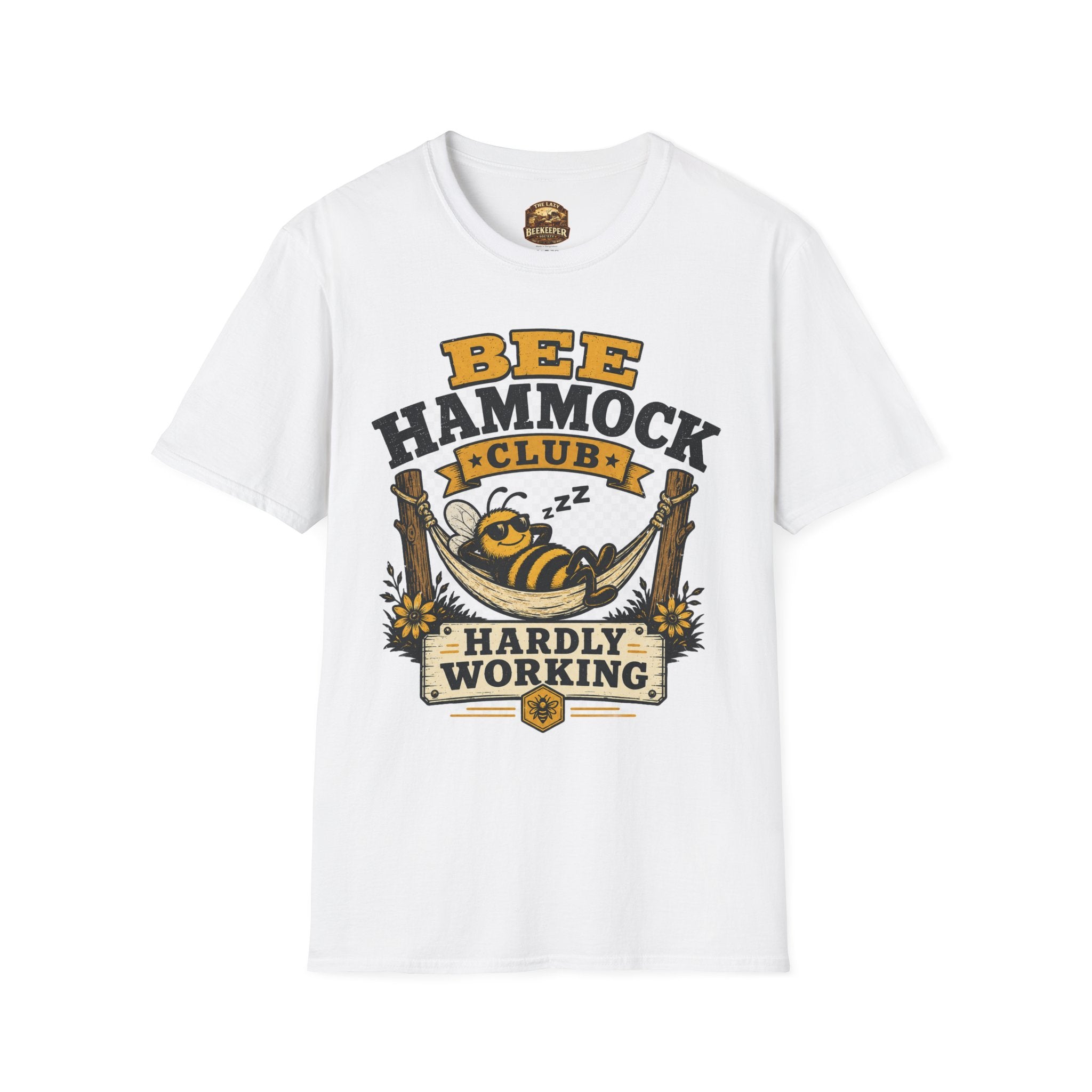 Bee Hammock Club T-Shirt — 'Hardly Working' Relaxed Bee Graphic Tee
