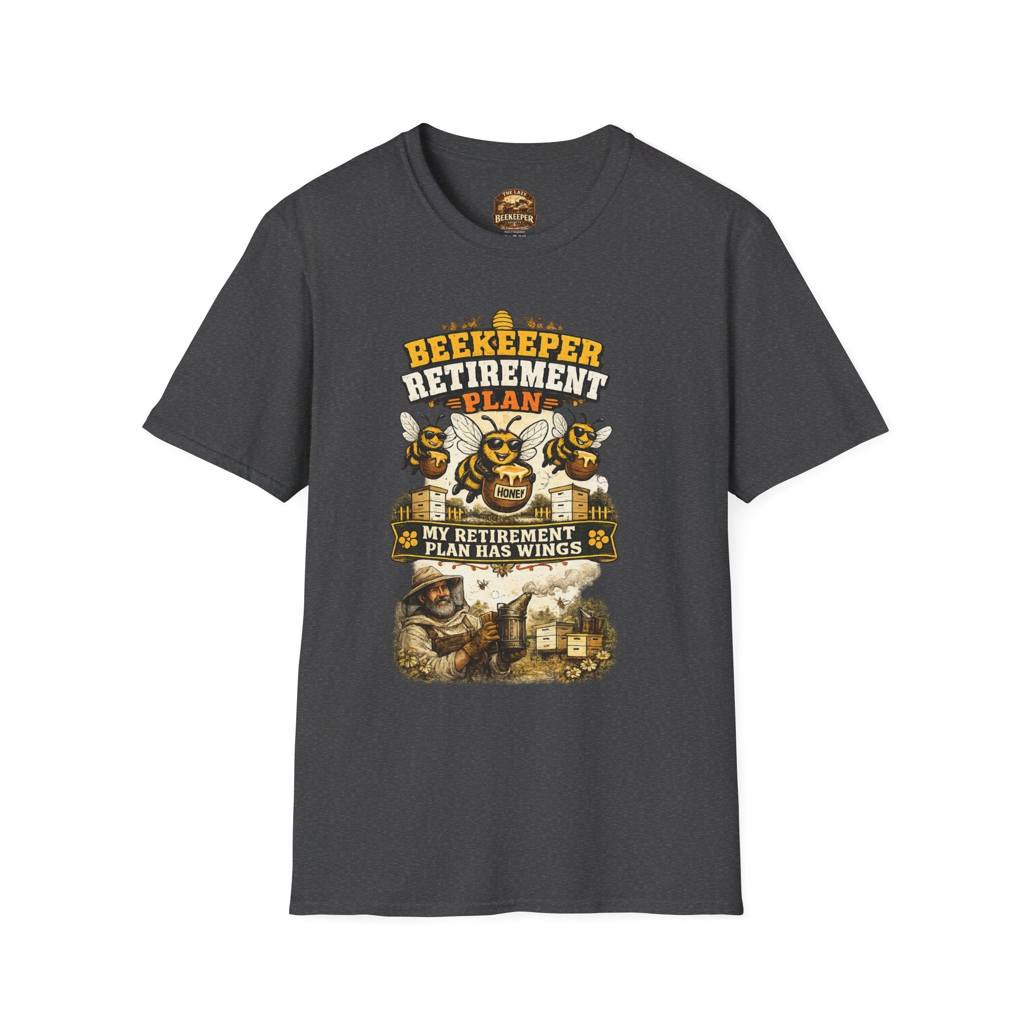 Beekeeper T-Shirt — "Retirement Plan Has Wings" Vintage Honey Farming Tee