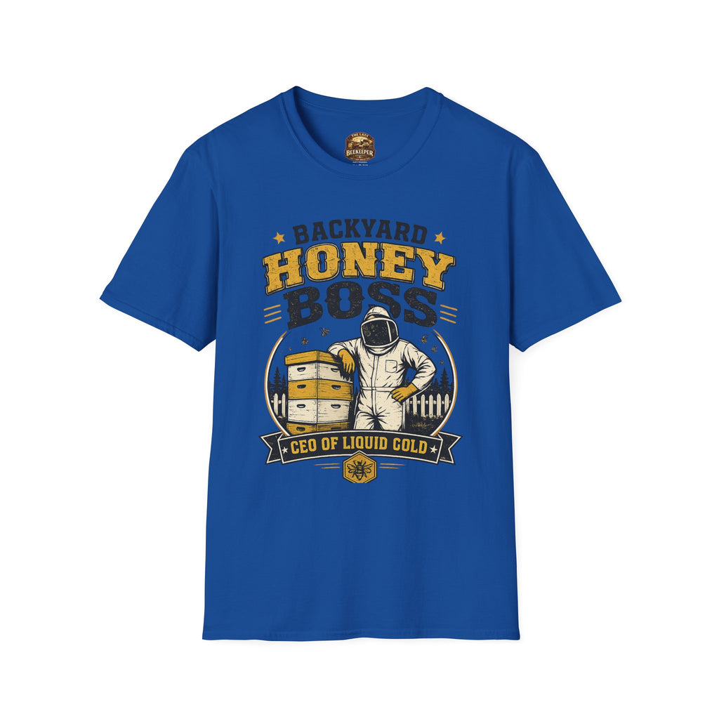 Backyard Honey Boss T-Shirt — Beekeeper CEO Liquid Gold Tee