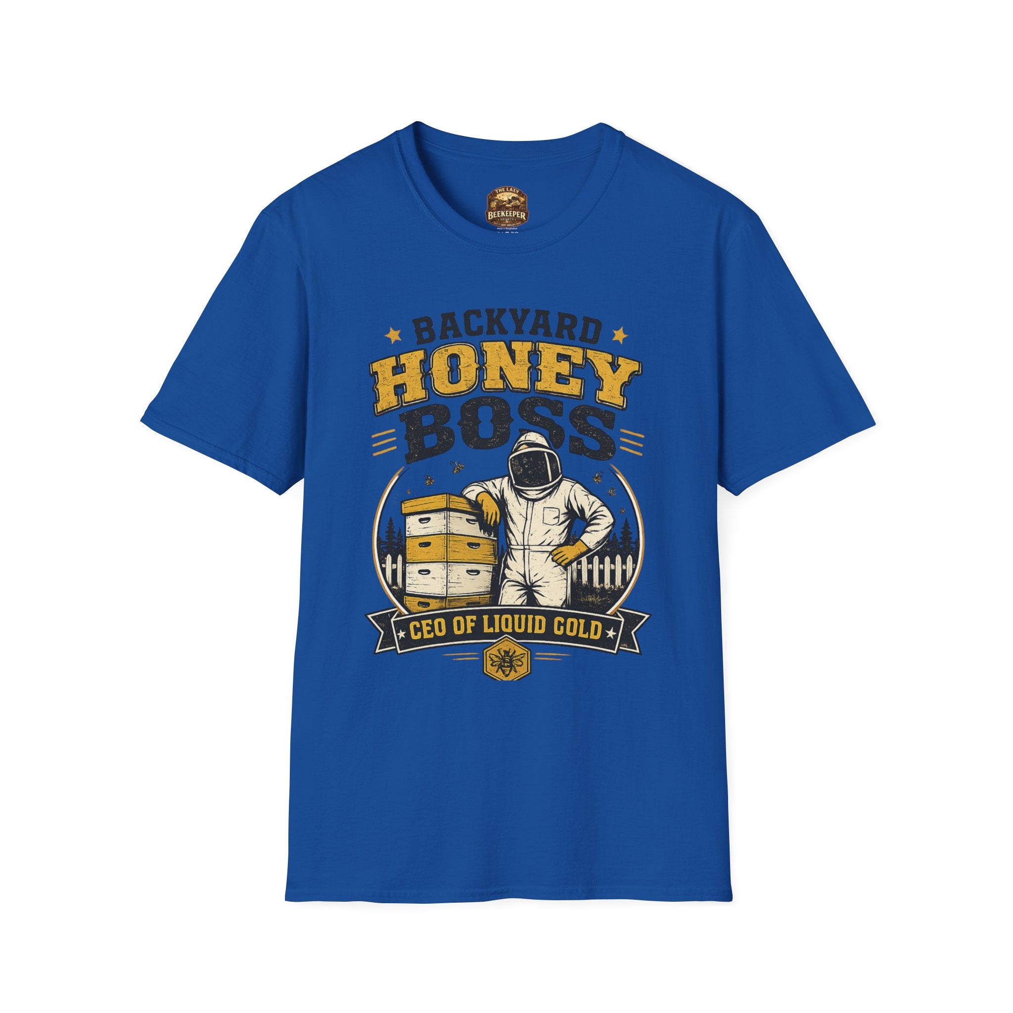 Backyard Honey Boss T-Shirt — Beekeeper CEO Liquid Gold Tee