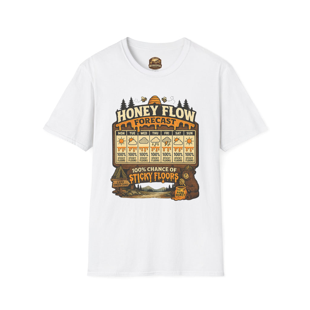 Honigernte-Vorhersage T-Shirt – Imker-Wettergrafik im Vintage-Stil