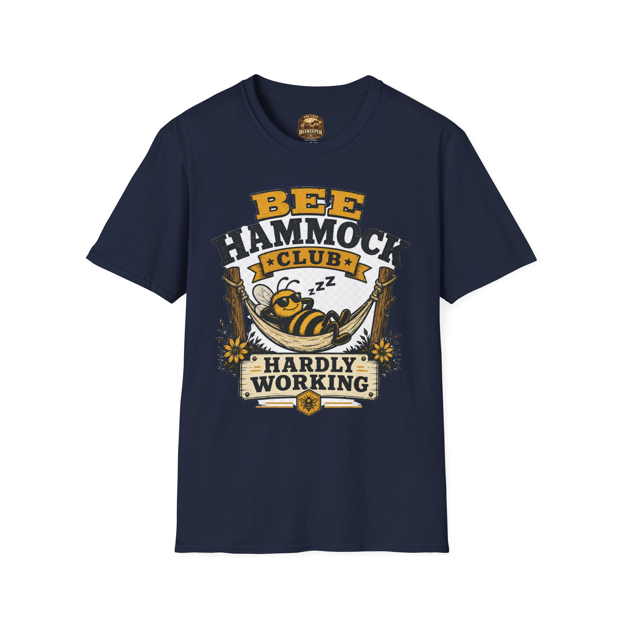 Bee Hammock Club T-Shirt — 'Hardly Working' Relaxed Bee Graphic Tee