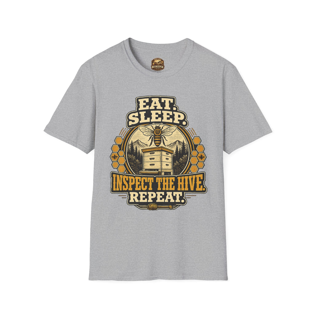 T-Shirt — "Essen. Schlafen. Bienenstock inspizieren. Wiederholen." Imker Grafik T-Shirt
