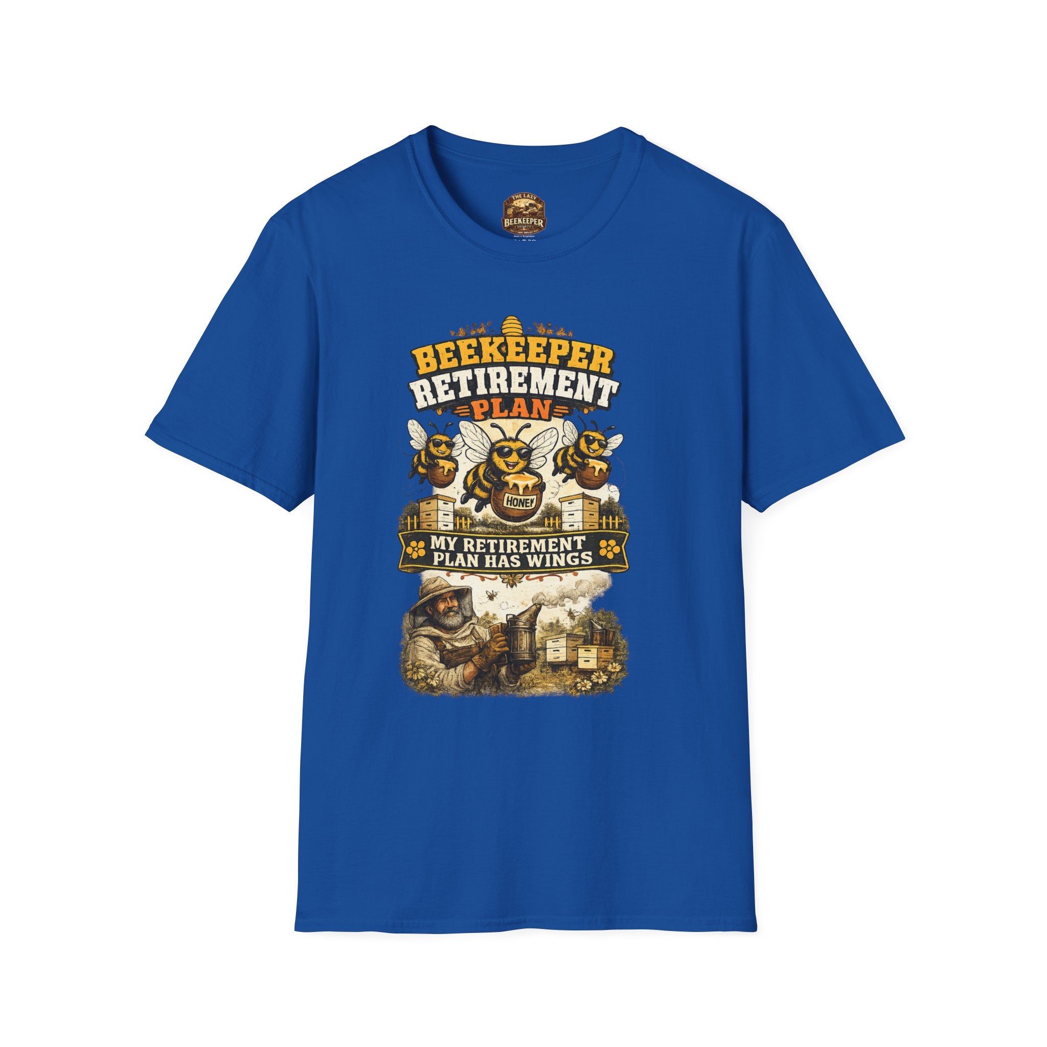 Beekeeper T-Shirt — "Retirement Plan Has Wings" Vintage Honey Farming Tee