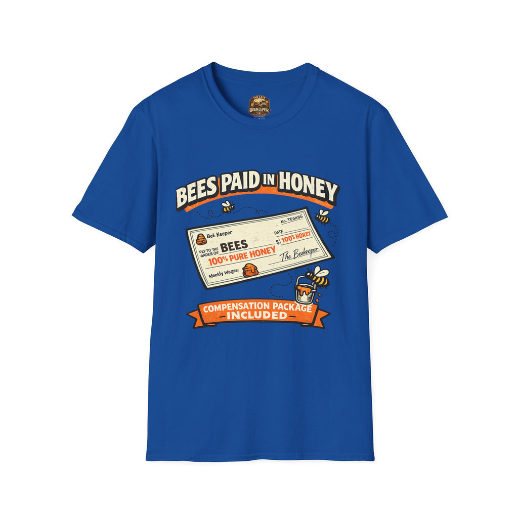 Imker T-Shirt — „Bienen werden mit Honig bezahlt“ Vintage-Karomuster
