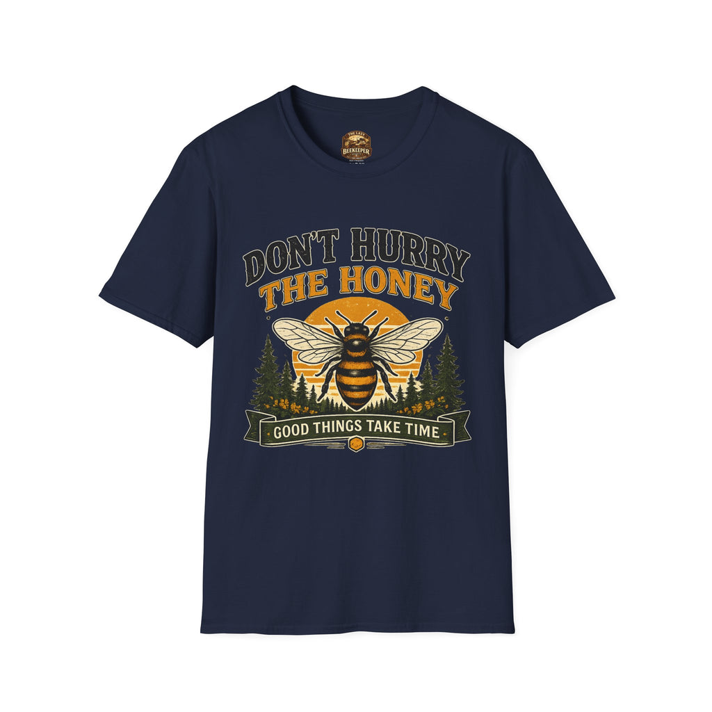 Don't Hurry The Honey T-Shirt — Retro Bienen-Grafik-T-Shirt (Gut Ding will Weile haben)