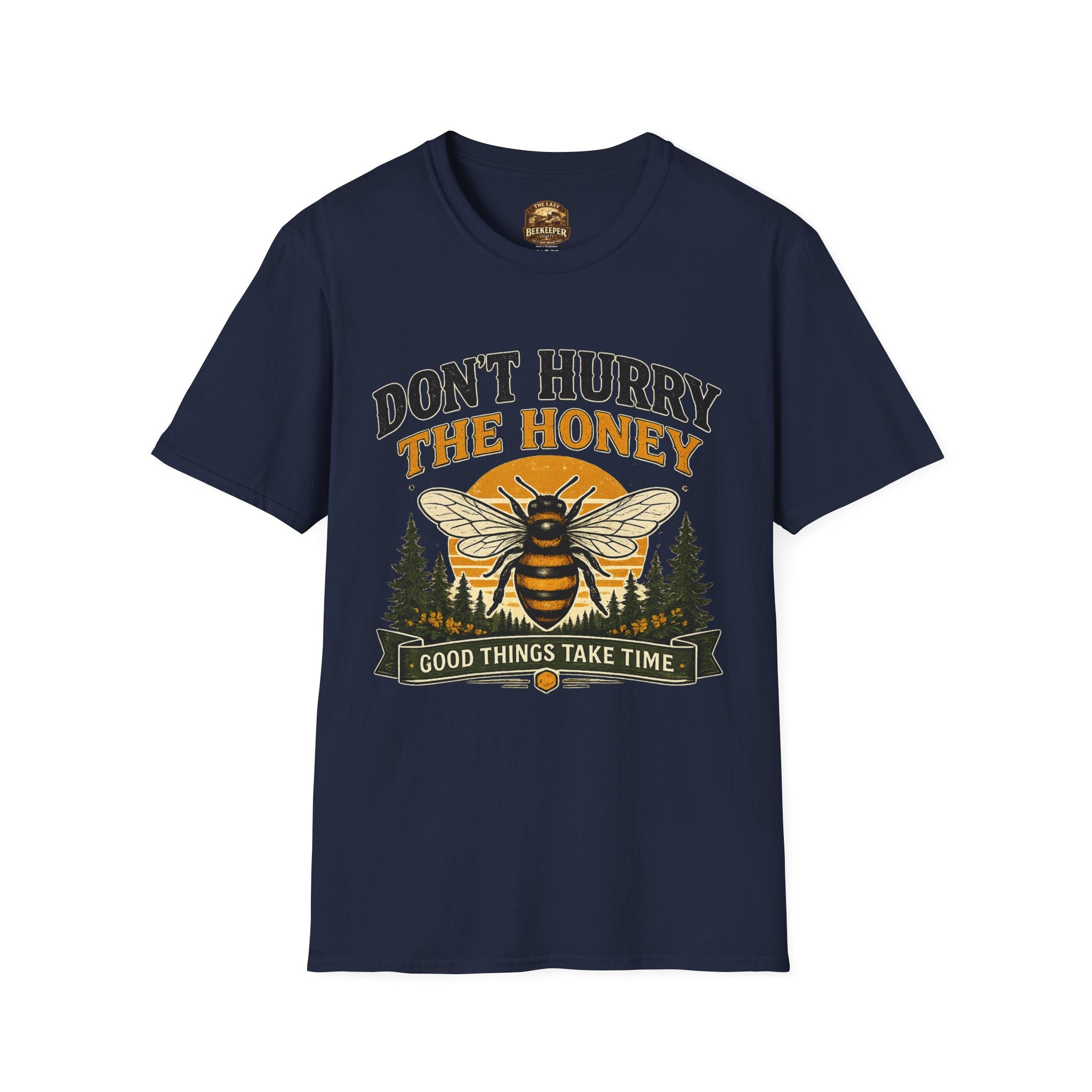 Don't Hurry The Honey T-Shirt — Retro Bee Graphic Tee (Good Things Take Time)