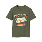 Imker T-Shirt — „Bienen werden mit Honig bezahlt“ Vintage-Karomuster