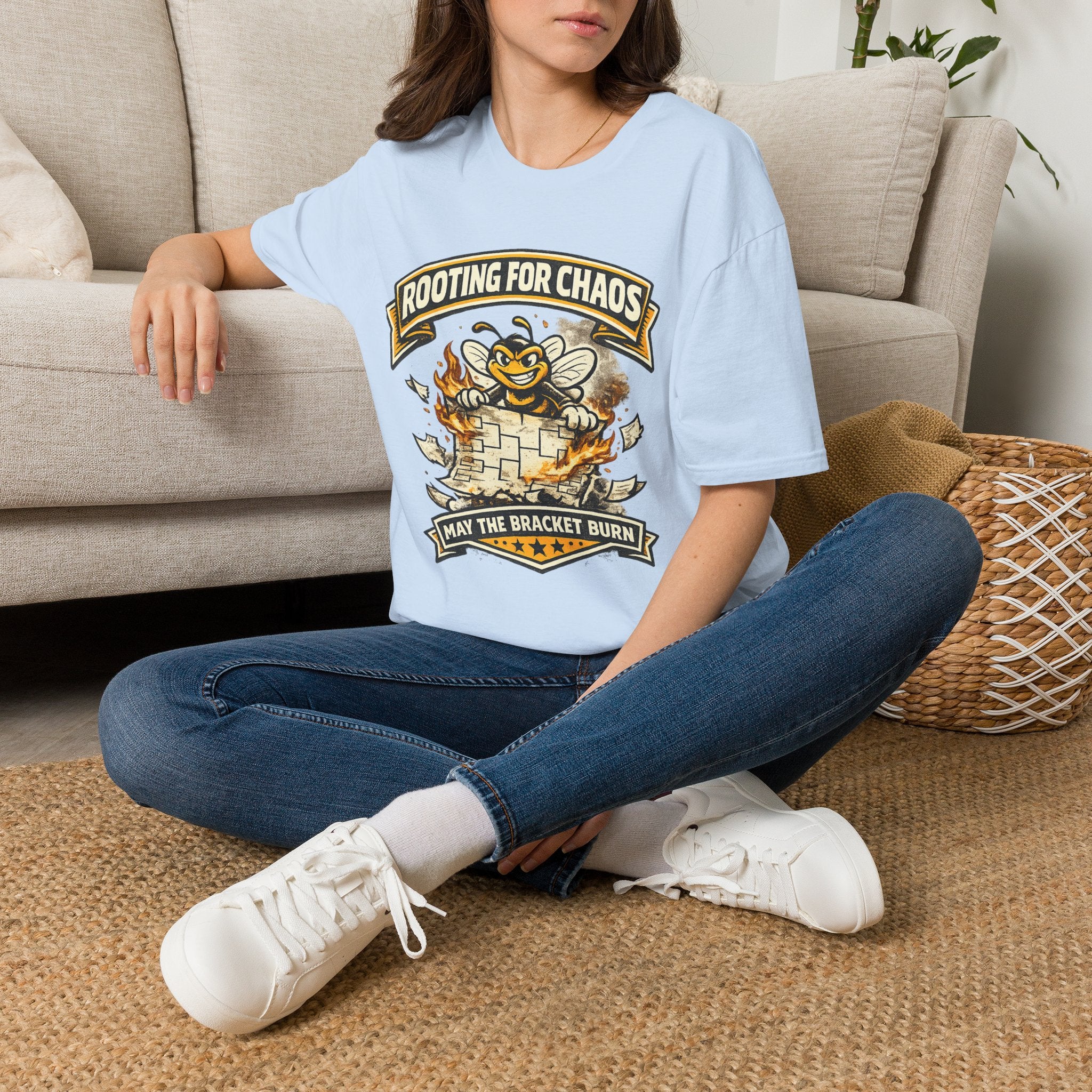 T-Shirt — "Rooting for Chaos" Bee Graphic Tee (That the Bracket Burn)