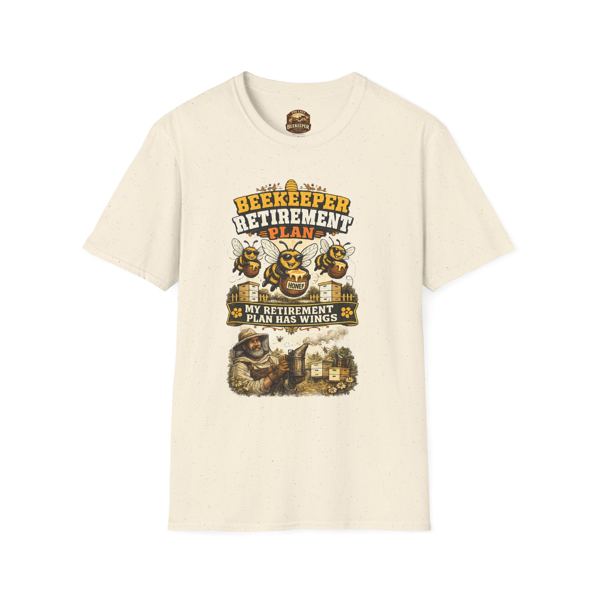 Beekeeper T-Shirt — "Retirement Plan Has Wings" Vintage Honey Farming Tee