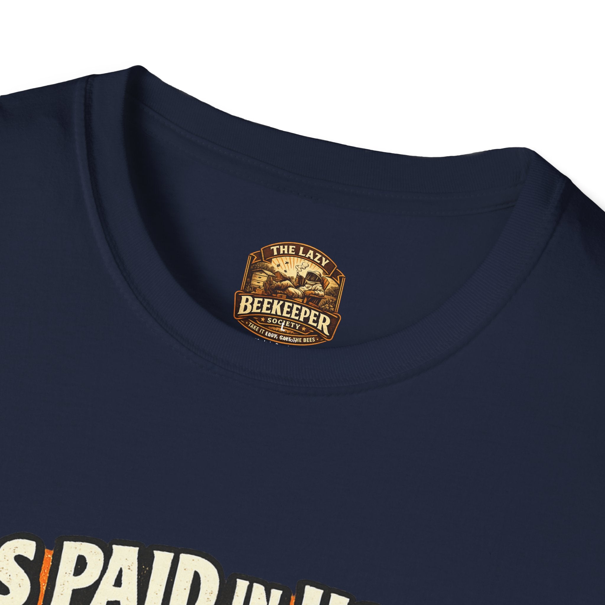Beekeeping T-Shirt — "Bees Paid in Honey" Vintage Check Design