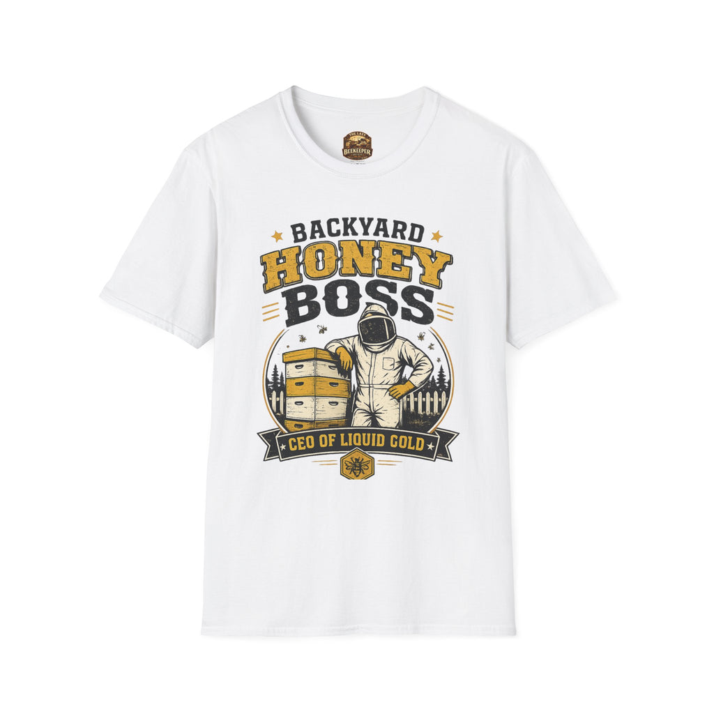 Backyard Honey Boss T-Shirt — Beekeeper CEO Liquid Gold Tee
