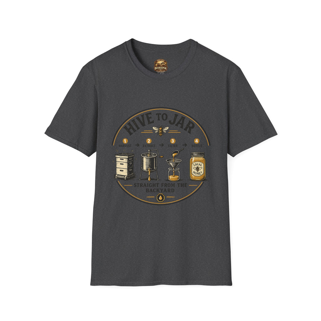 T-Shirt — Grafisches T-Shirt mit Aufschrift „Vom Bienenstock ins Glas“
