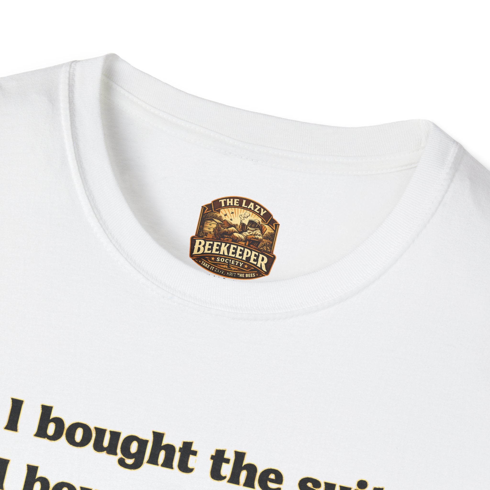 T‑Shirt — Literary Humor Tee: “I bought the suit. I bought the smoker. I read the book.”