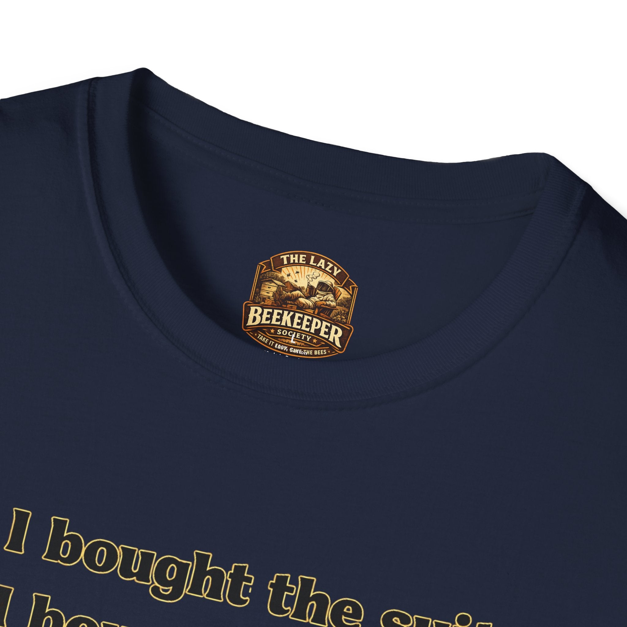 T‑Shirt — Literary Humor Tee: “I bought the suit. I bought the smoker. I read the book.”