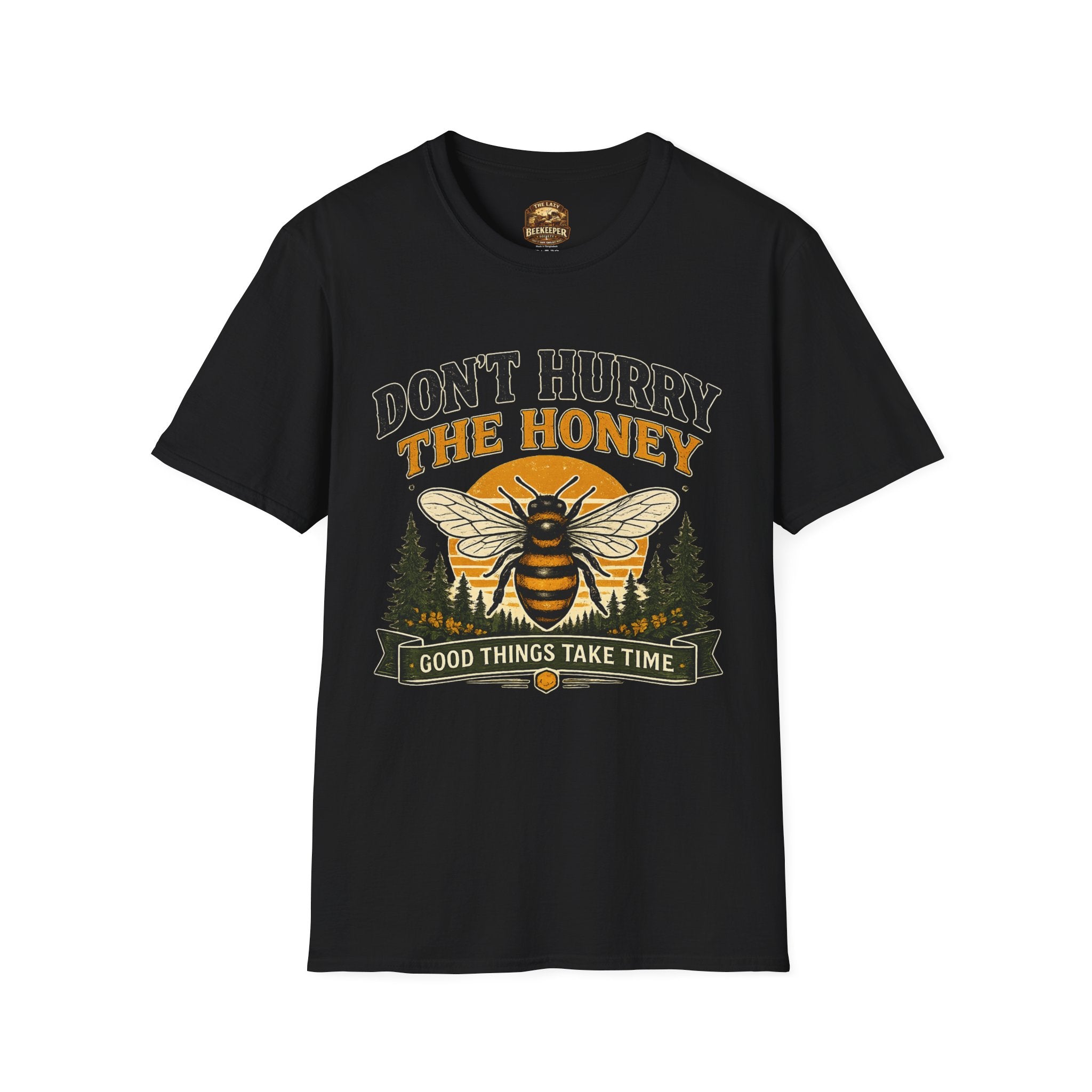 Don't Hurry The Honey T-Shirt — Retro Bee Graphic Tee (Good Things Take Time)